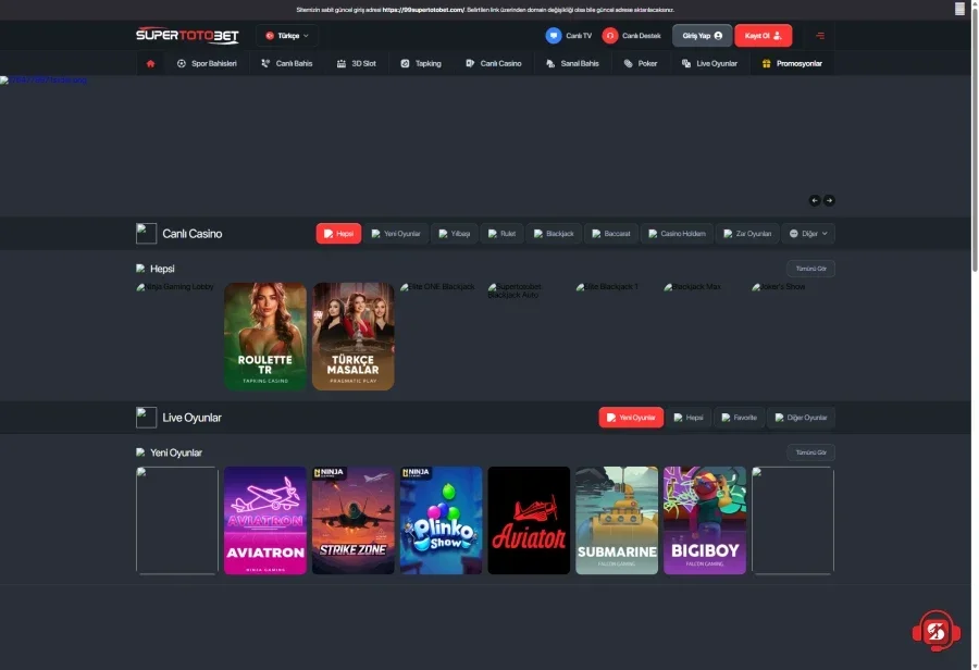 Süpertotobet arayüz görüntüsü