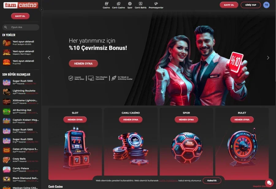 TamCasino arayüz görüntüsü
