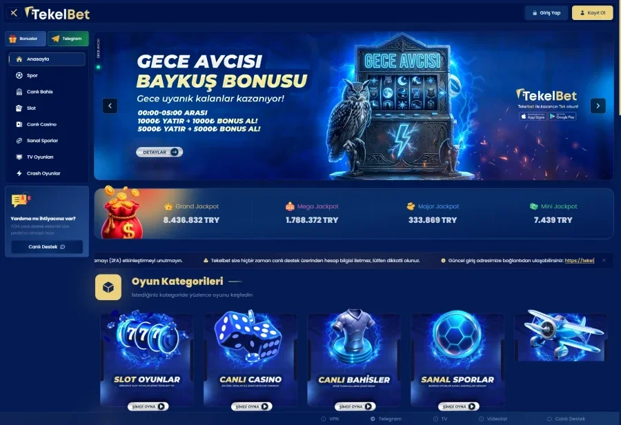 Tekelbet arayüz görüntüsü