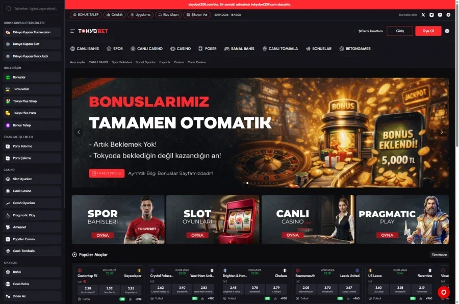 Tokyobet arayüz görüntüsü