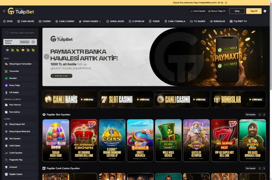 Tulipbet arayüz görüntüsü