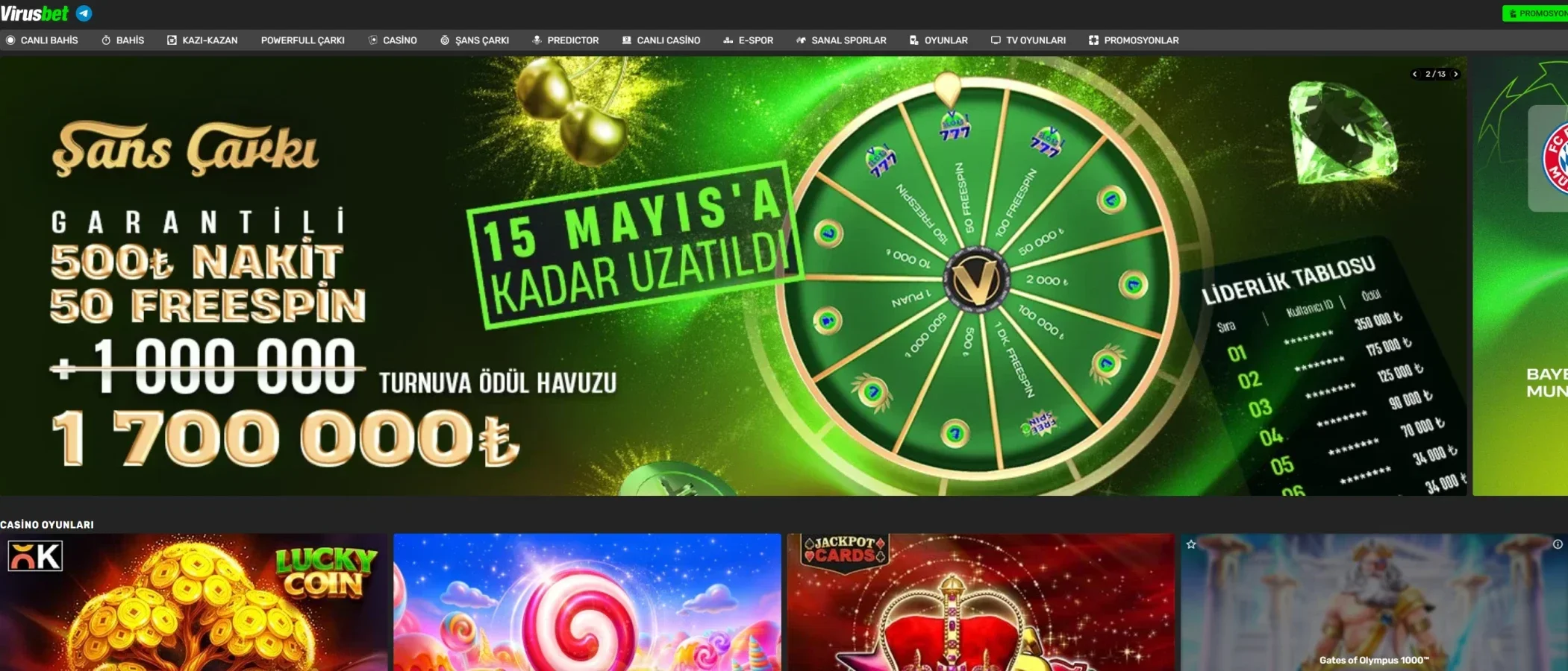 Virüsbet arayüz görüntüsü