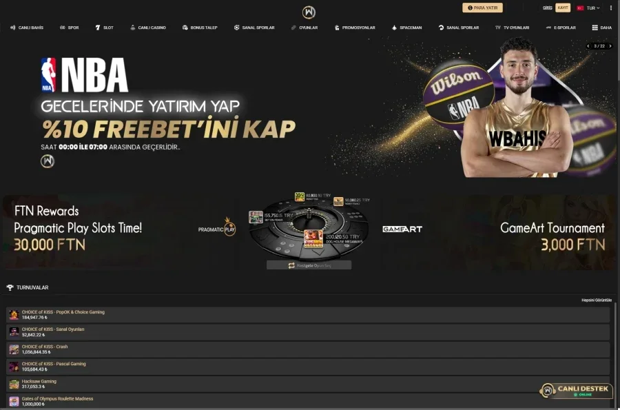 WBahis arayüz görüntüsü