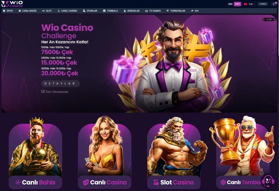 WioCasino arayüz görüntüsü