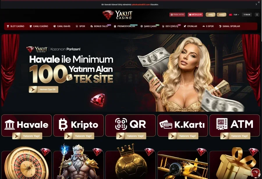 Yakut Casino arayüz görüntüsü