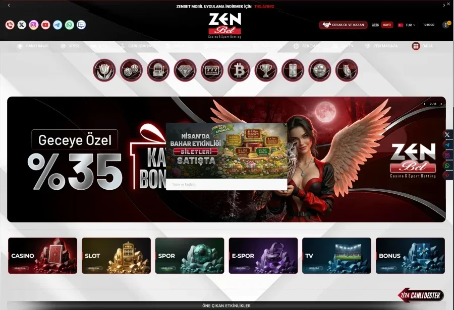 Zenbet arayüz görüntüsü